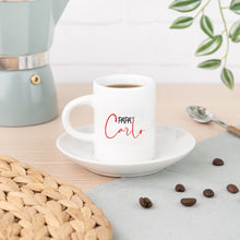 Carica l'immagine nel visualizzatore di Gallery, Tazzina con piattino con nome personalizzabile
