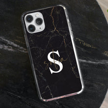 Carica l'immagine nel visualizzatore di Gallery, Cover protection "Dark Marmo" con lettere personalizzabili