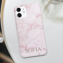 Carica l'immagine nel visualizzatore di Gallery, Cover protection "Pink Marmo" con nome personalizzabile