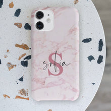 Carica l'immagine nel visualizzatore di Gallery, Cover protection " Pink Marmo" con lettere personalizzabili