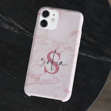 Carica l'immagine nel visualizzatore di Gallery, Cover protection " Pink Marmo" con lettere personalizzabili