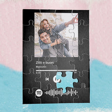 Carica l'immagine nel visualizzatore di Gallery, Puzzle nero verticale codice spotify con foto personalizzabile 20cm x 30cm