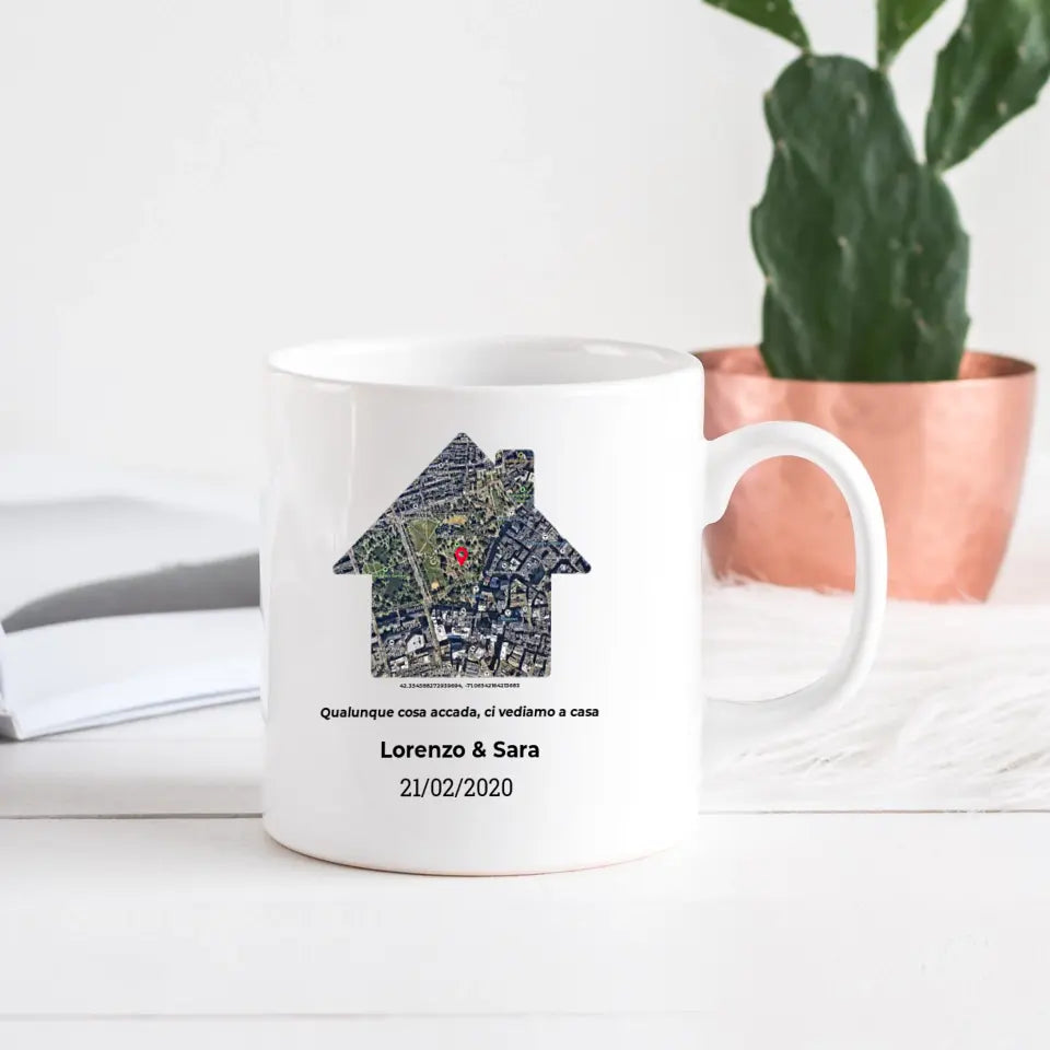 Tazza bianca con mappa casa personalizzabile