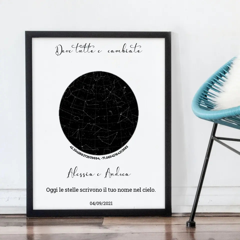 Quadro nero 30x40 Costellazioni personalizzabile