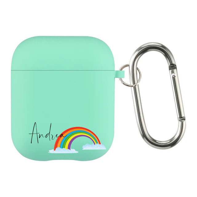 Custodia Verde Acqua Protection Airpods con gancio 