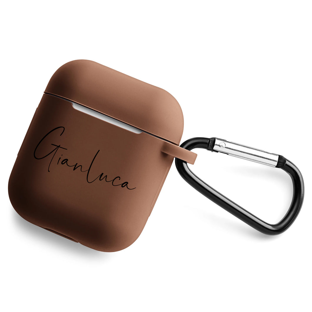 Custodia Chocolate Protection Airpods con gancio e nome personalizzabile