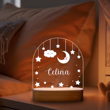 Carica l&#39;immagine nel visualizzatore di Gallery, Targa con base in legno a led &quot;Good Night&quot; personalizzabile
