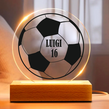 Carica l&#39;immagine nel visualizzatore di Gallery, Targa tonda con base in legno a led &quot;Calcio&quot; personalizzabile
