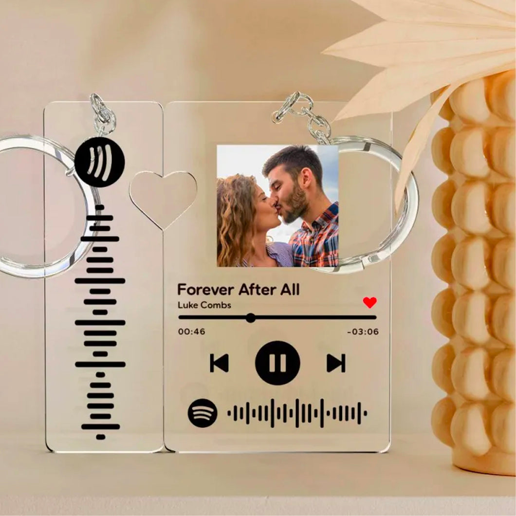 Coppia di Portachiavi con codice Spotify e foto personalizzabile 8,5 x 5,5 cm