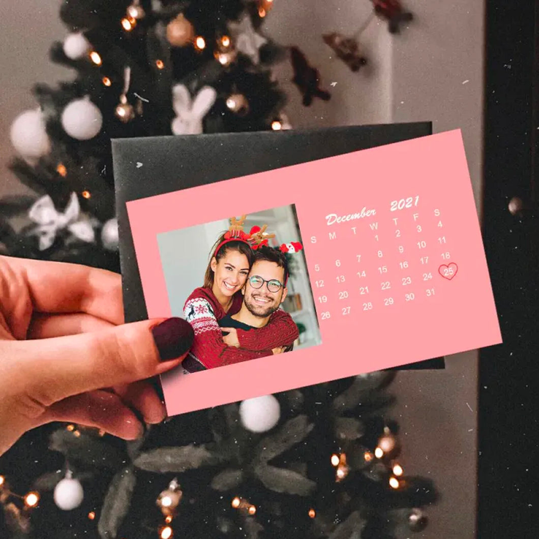 Cartolina Rosa Calendario con foto e data personalizzabili