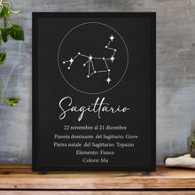 Carica l&#39;immagine nel visualizzatore di Gallery, Quadro nero &quot;Sagittario&quot;
