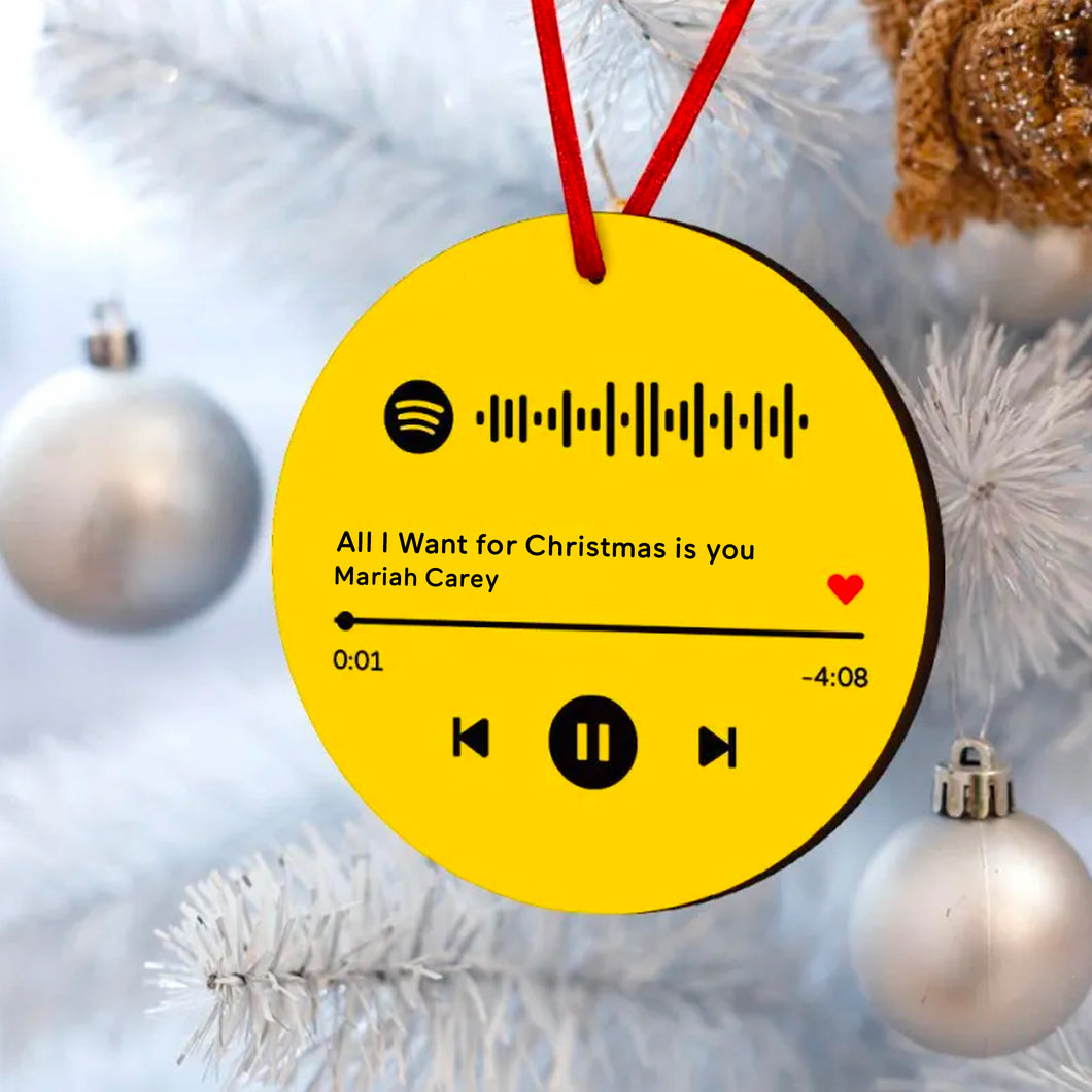 Decoro natalizio Giallo tondo con codice Spotify personalizzabile