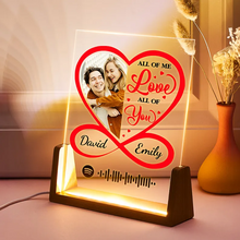 Carica l&#39;immagine nel visualizzatore di Gallery, Targa &quot;Love You&quot; con base in legno a led e codice spotify con foto personalizzabile 15cm x 20cm
