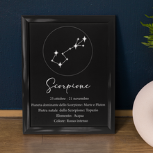 Carica l&#39;immagine nel visualizzatore di Gallery, Quadro nero &quot;Scorpione&quot;
