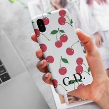 Carica l&#39;immagine nel visualizzatore di Gallery, Cover protection &quot;Cherries&quot; con lettere personalizzabili
