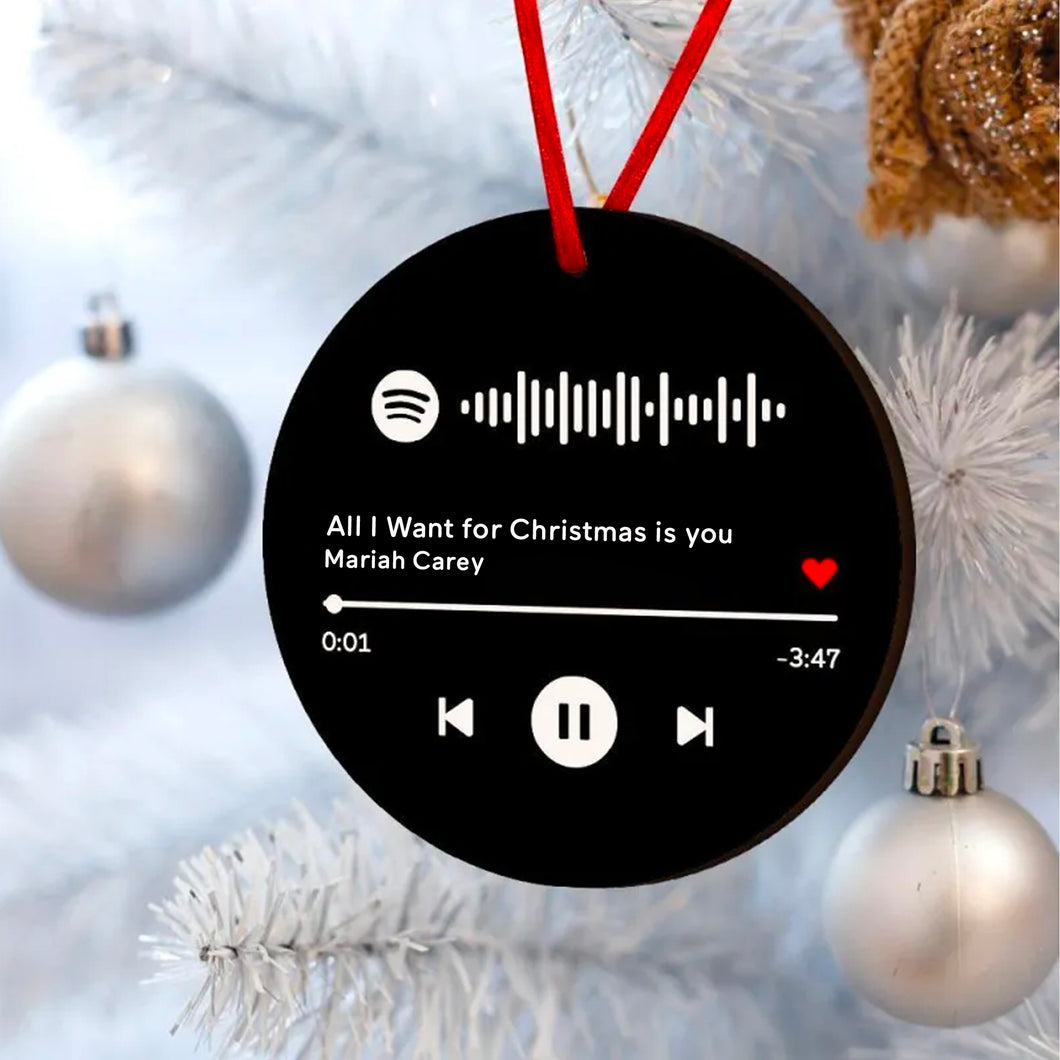 Decoro natalizio Nero tondo con codice Spotify personalizzabile