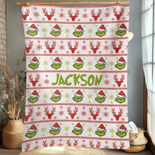 Carica l&#39;immagine nel visualizzatore di Gallery, Plaid coperta in pile &quot;Grinch&quot; personalizzabile
