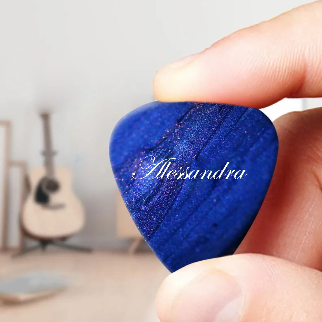 Plettro chitarra blu con nome personalizzabile