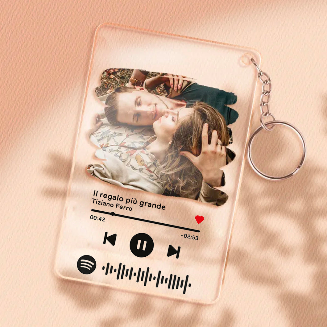 Portachiavi con codice Spotify e foto Postcard personalizzabile 8,5 x 5,5 cm