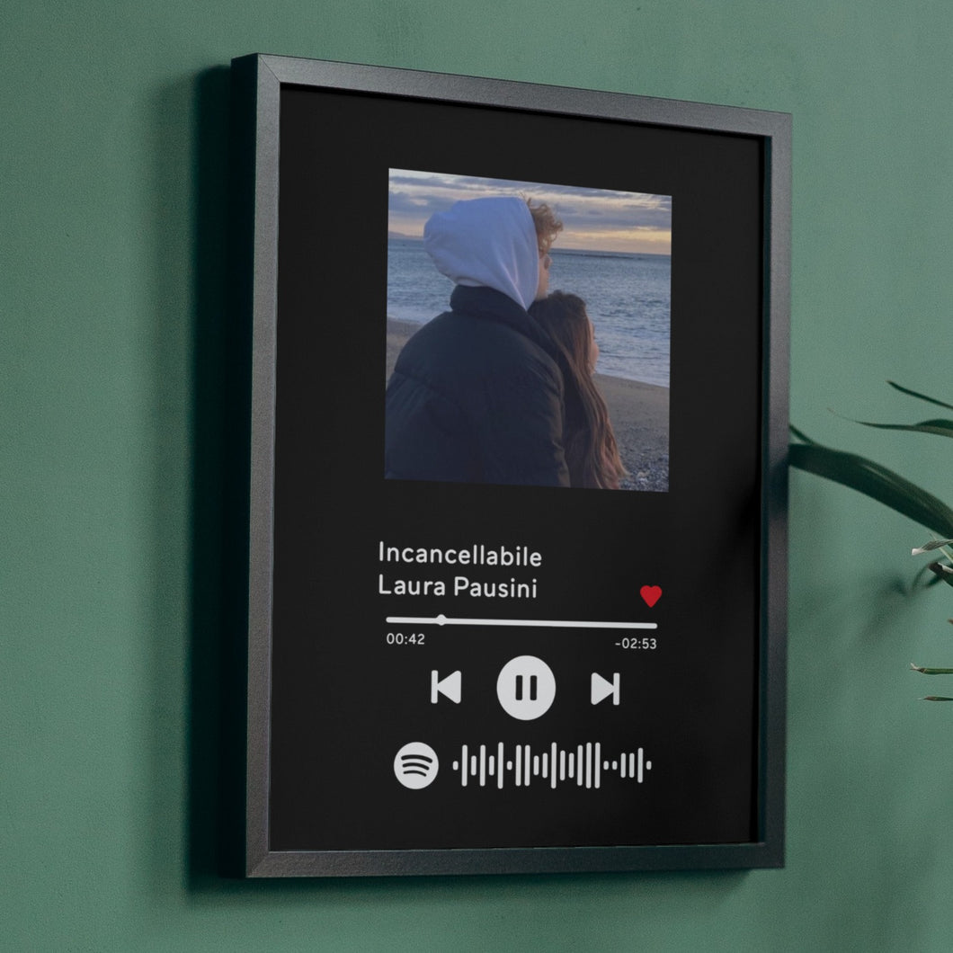 Quadro Nero con codice spotify e foto personalizzabile 20x30cm