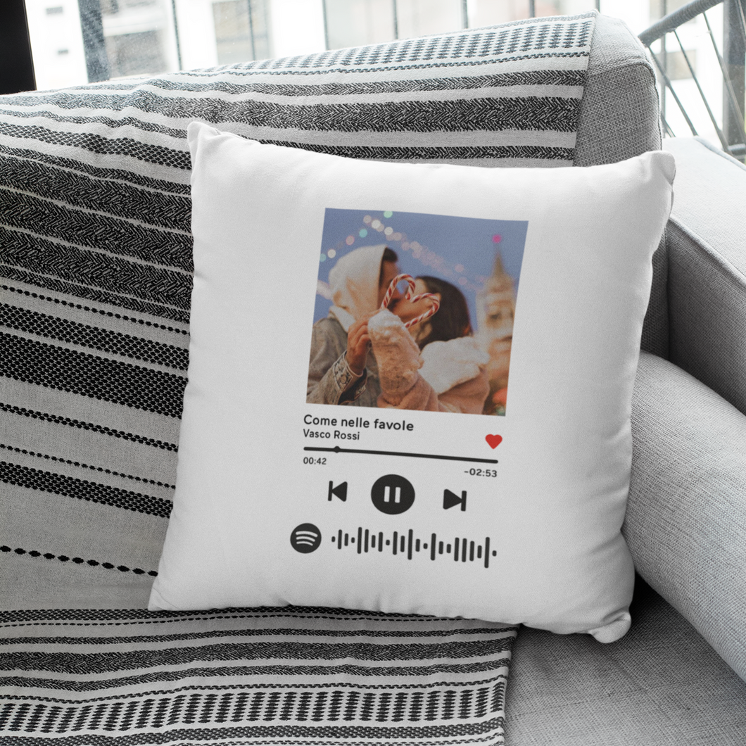 Cuscino con codice spotify e foto personalizzabile 40 cm x 40 cm