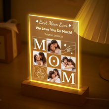 Carica l'immagine nel visualizzatore di Gallery, Targa "MOM" con base in legno a led 15cmx20cm personalizzabile
