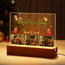 Carica l&#39;immagine nel visualizzatore di Gallery, Targa &quot;Christmas Day&quot; con base a led in legno e codice spotify con foto personalizzabile 20cm x 15cm
