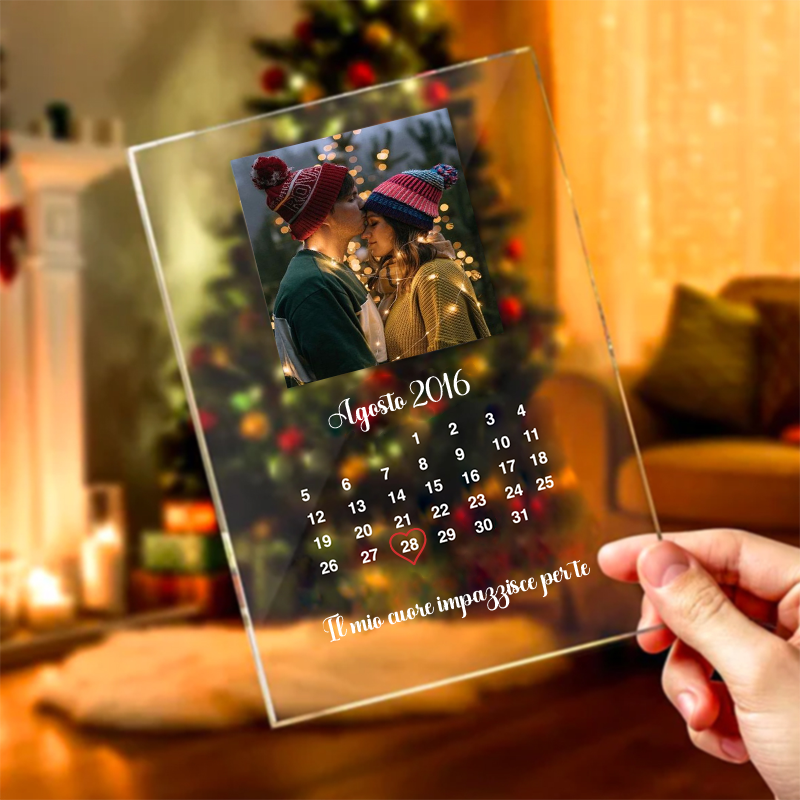 Targa Commemorativa Di Natale In Legno Di Quercia – Con Poesia Incisa E Nastro Rosso A Pois – 10 Cm
