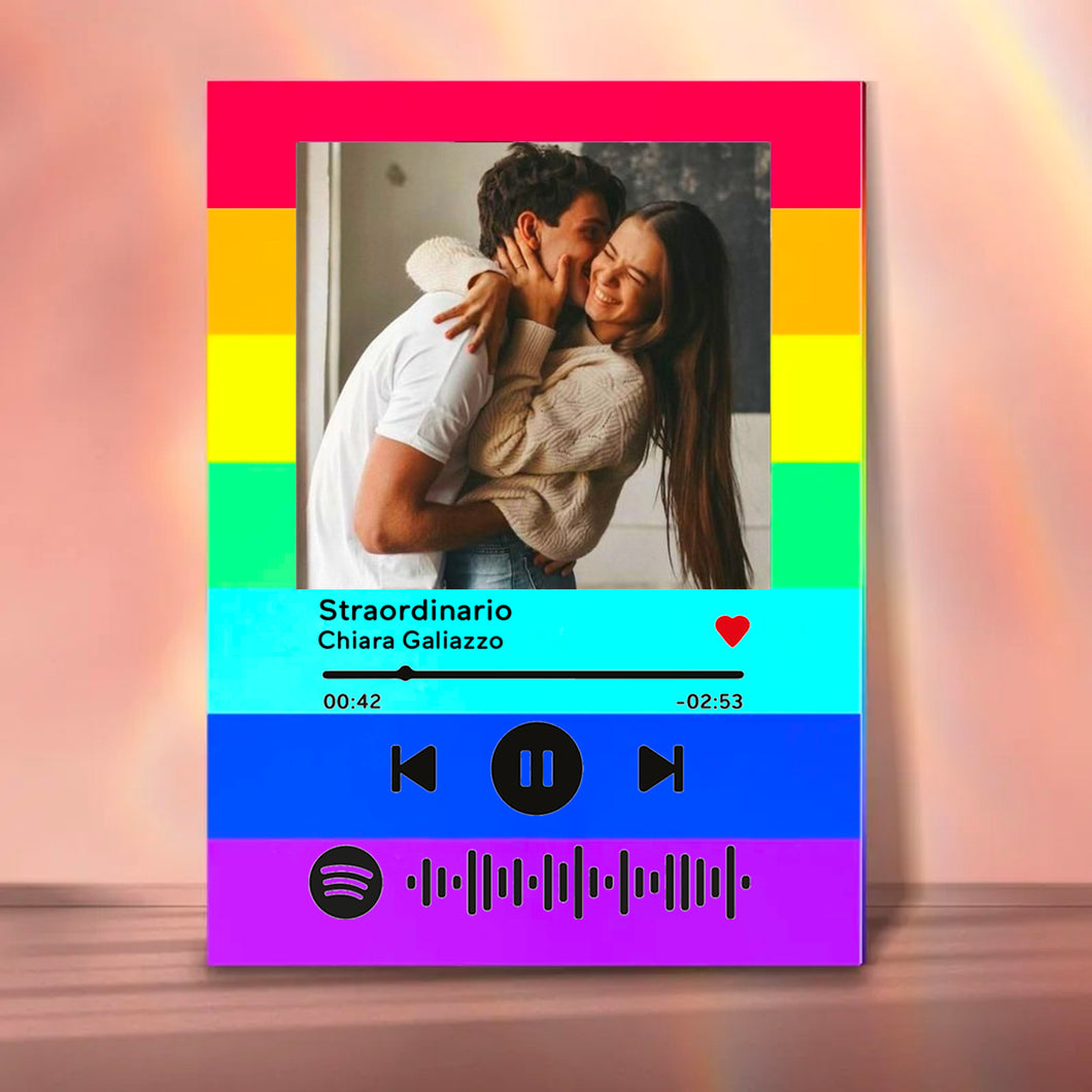 Targa Multicolor con codice spotify e foto personalizzabile 10cm x 15cm