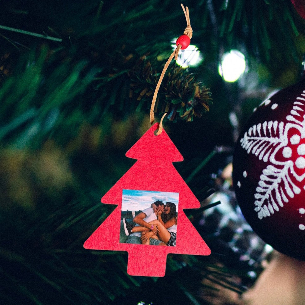 Decoro Albero di Natale in feltro con foto o dedica personalizzabile