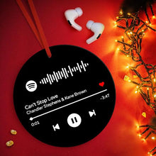 Carica l&#39;immagine nel visualizzatore di Gallery, Decoro natalizio nero tondo con codice Spotify e foto personalizzabile
