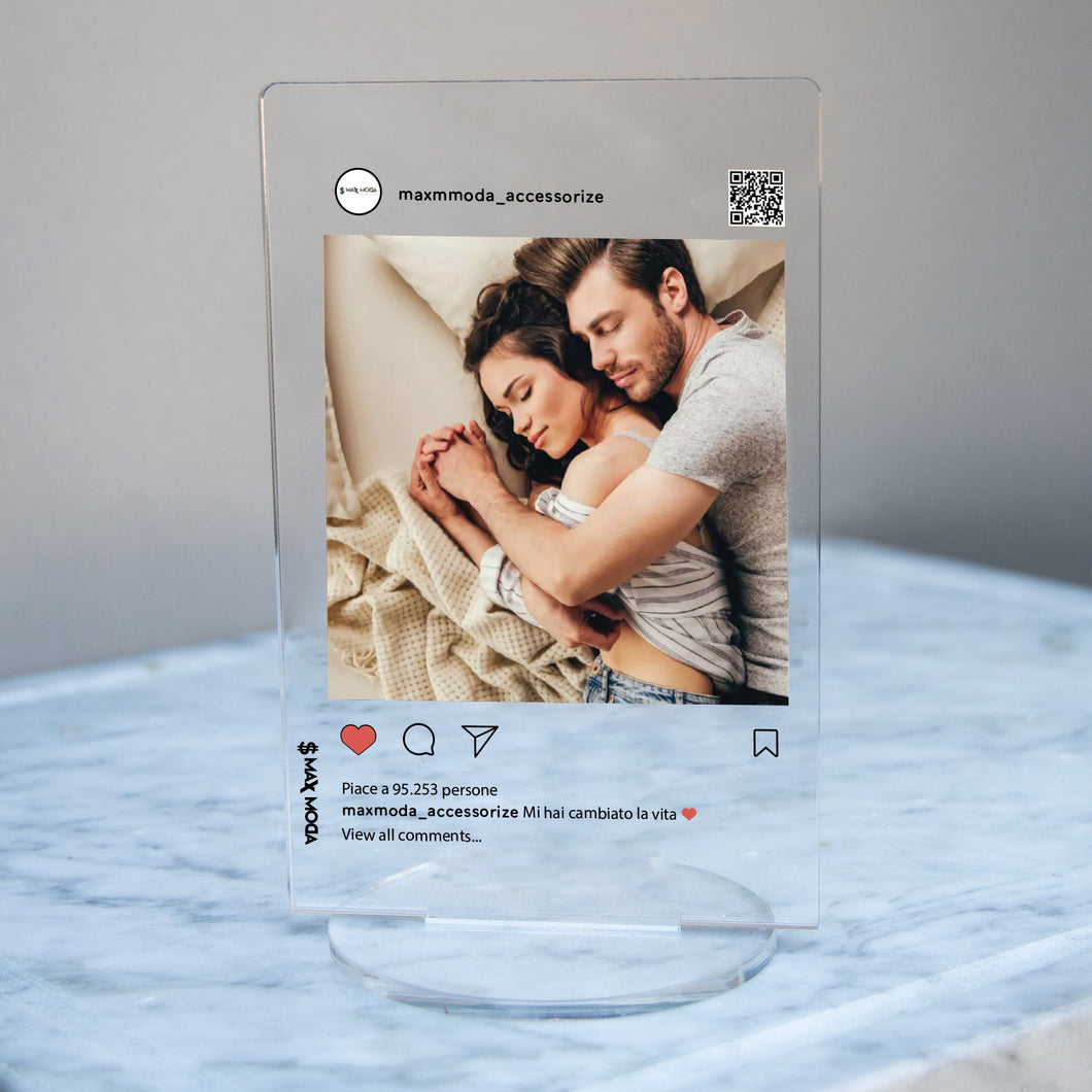 Targa Instagram personalizzabile con base tonda 12cm x 20cm