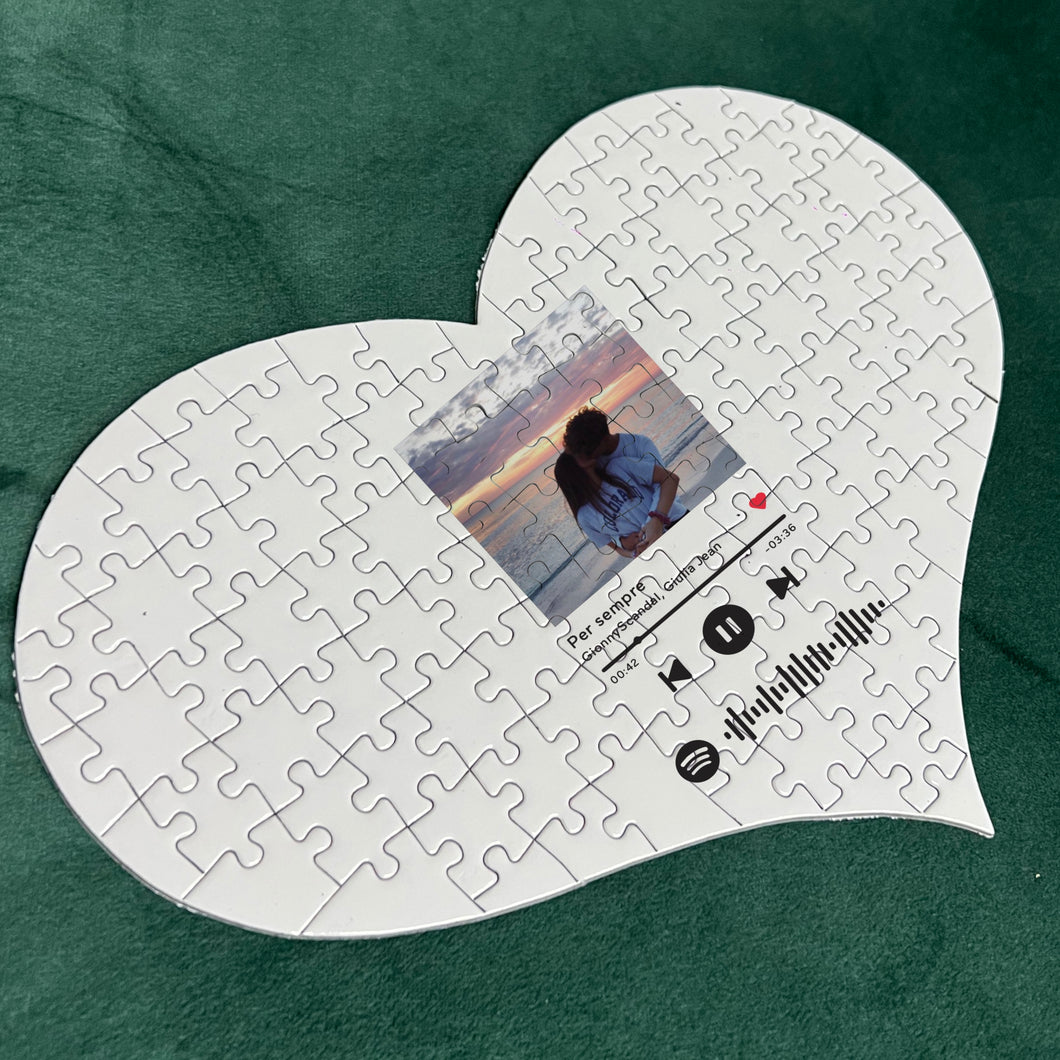 Puzzle a forma di cuore con codice spotify e foto personalizzabile
