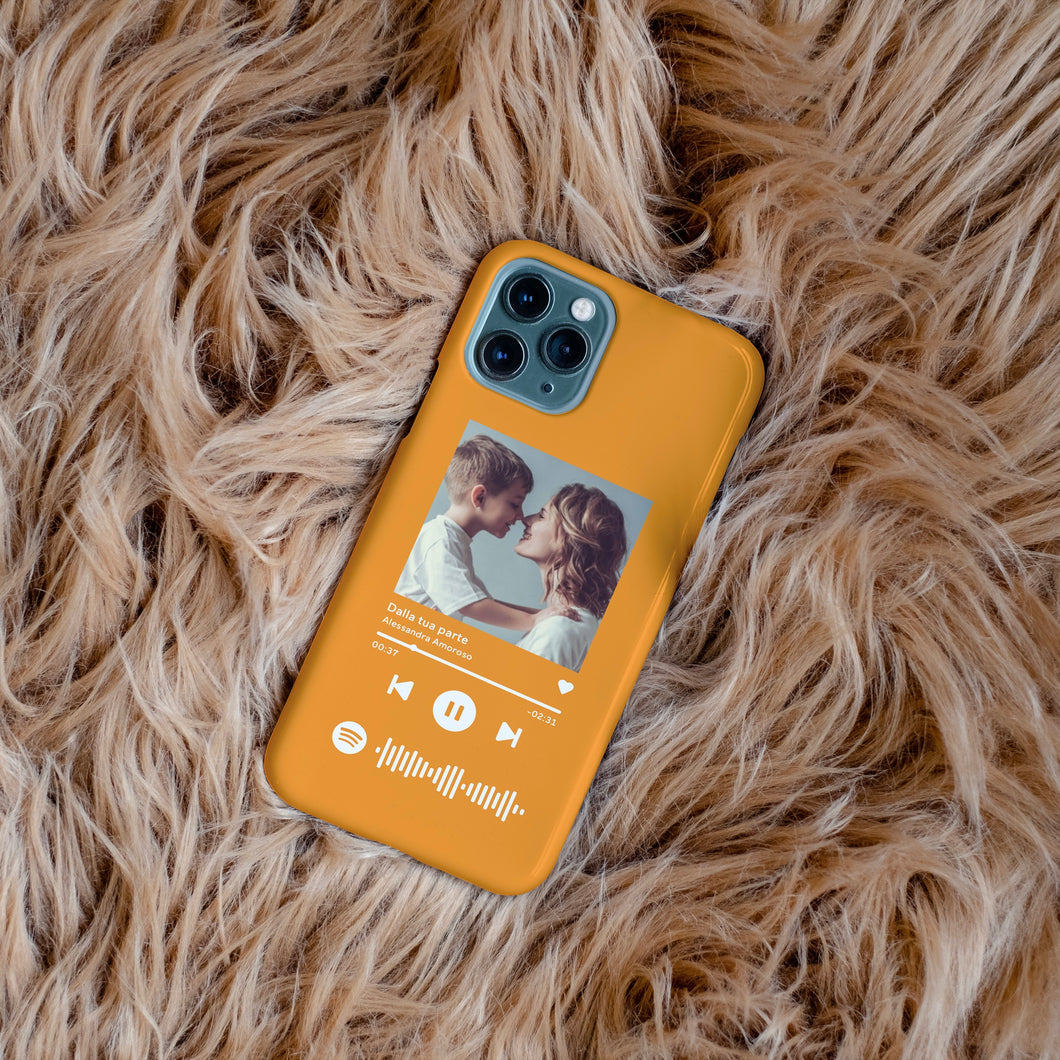 Cover arancione con codice spotify e foto personalizzabile