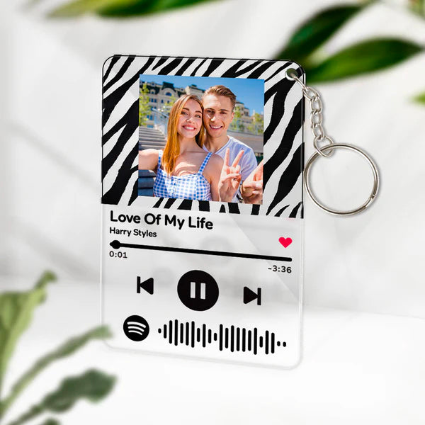 Portachiavi Maculato con codice Spotify e foto personalizzabile 8,5 x 5,5 cm