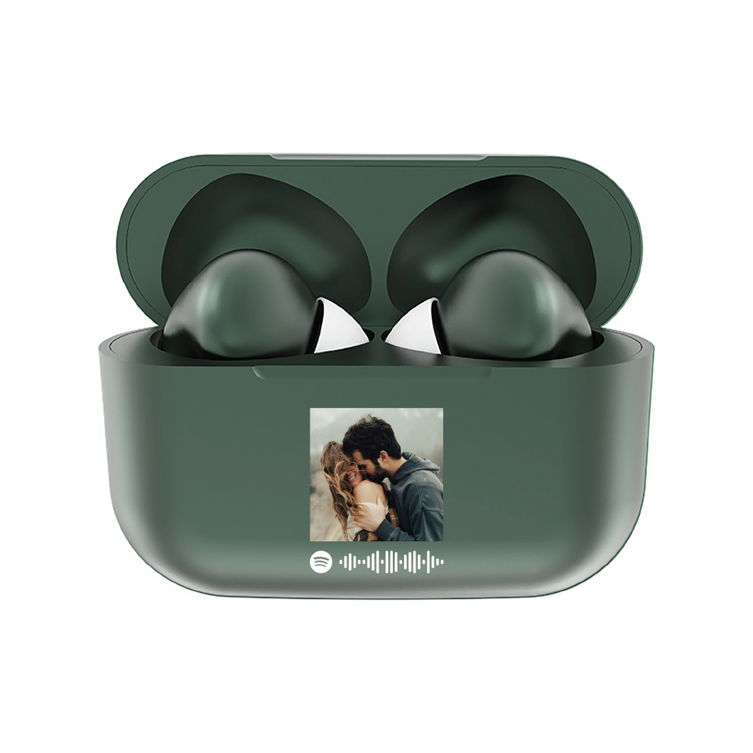 Cuffie Pro Bluetooth Verde perlato con codice spotify e foto personalizzabile