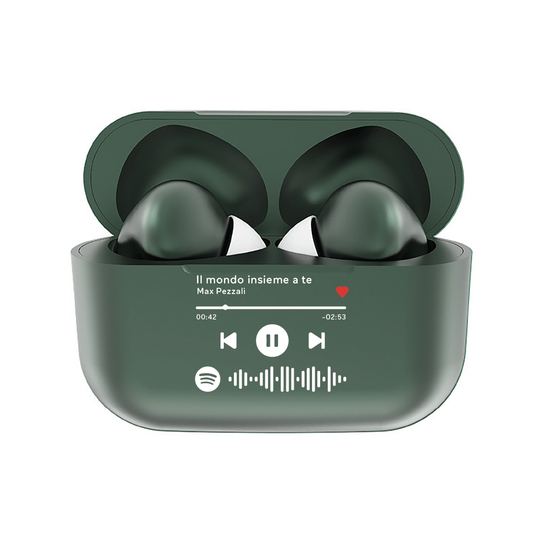 Cuffie Pro Bluetooth verde perlato con codice spotify personalizzabile