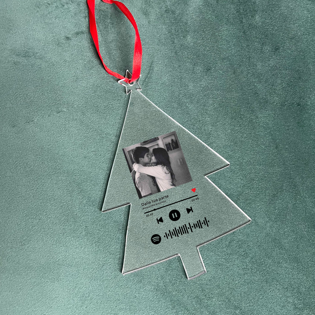 Decoro Albero di Natale con codice Spotify e foto personalizzabile