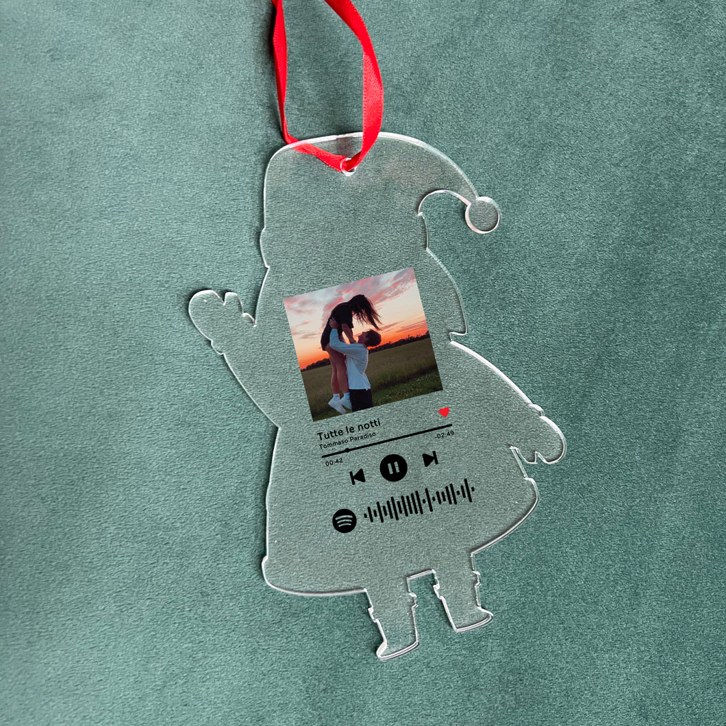 Decoro Babbo Natale con codice Spotify e foto personalizzabile