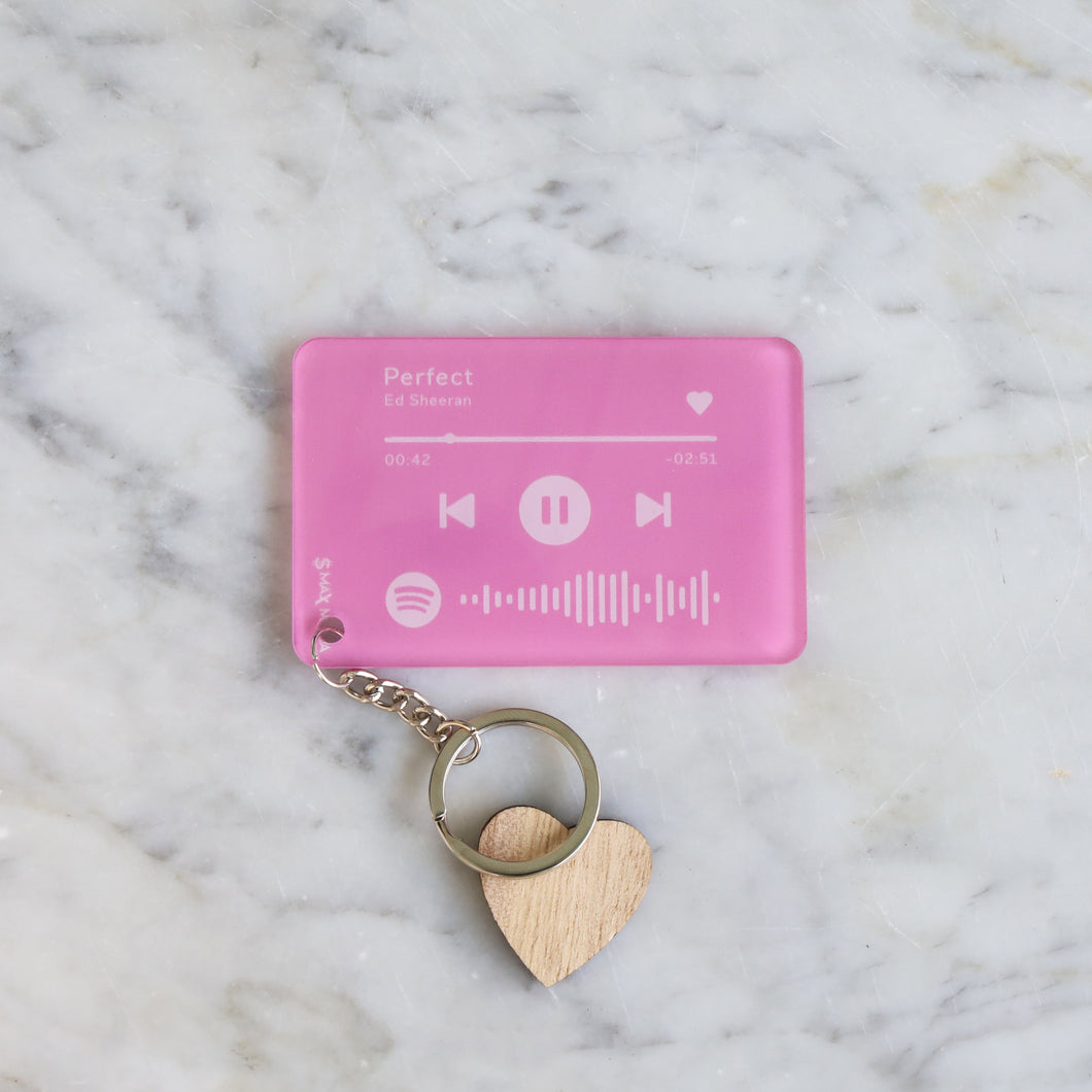Portachiavi rosa con codice Spotify personalizzabile 8,5cm x 5,5cm