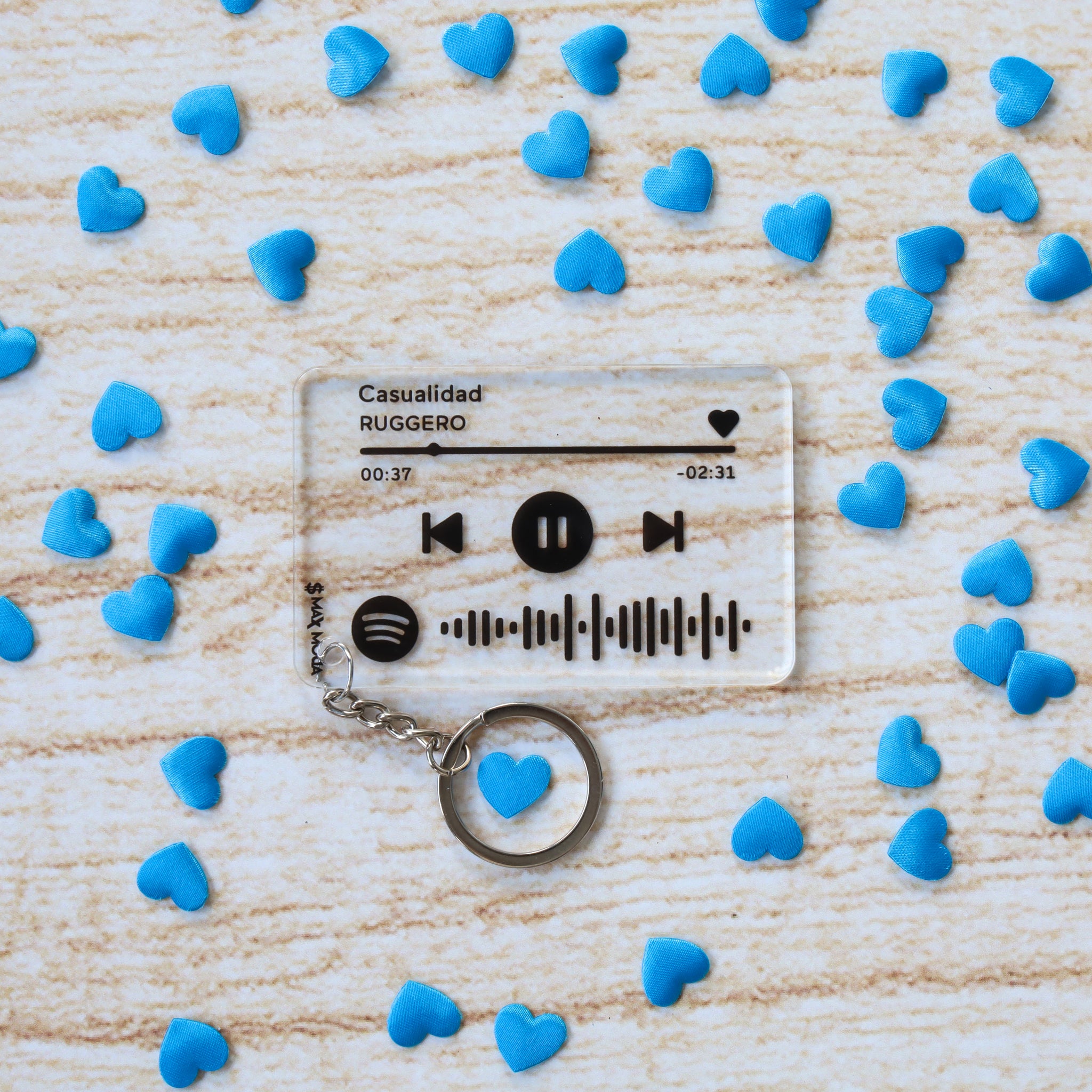 Portachiavi In Legno Sagomato Personalizzabile Con Immagine e Tag Spotify Scannerizzabile