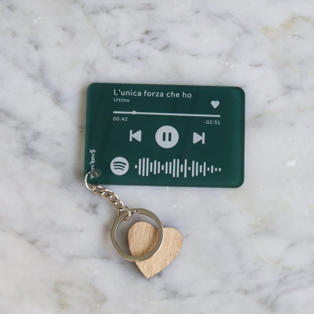 Portachiavi verde con codice Spotify personalizzabile 8,5cm x 5,5cm