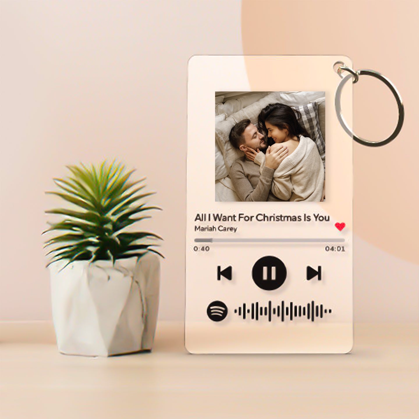 Portachiavi con codice Spotify e foto personalizzabile 8,5 x 5,5 cm –