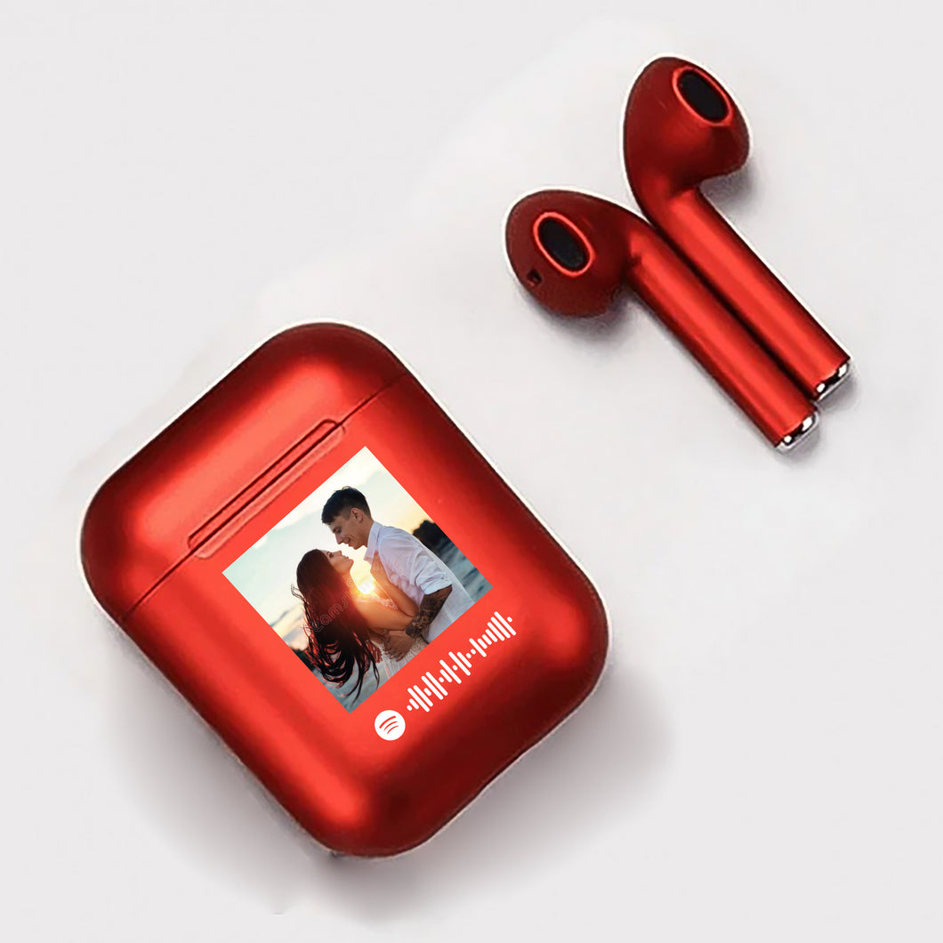 Cuffie Bluetooth Rosso perlato con codice spotify e foto personalizzabile