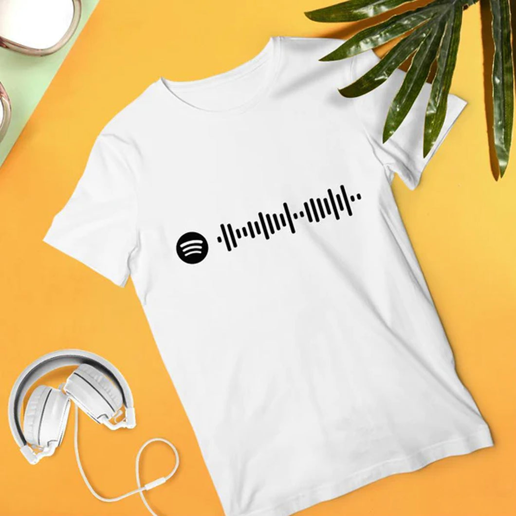 T-shirt bianca con codice spotify personalizzabile