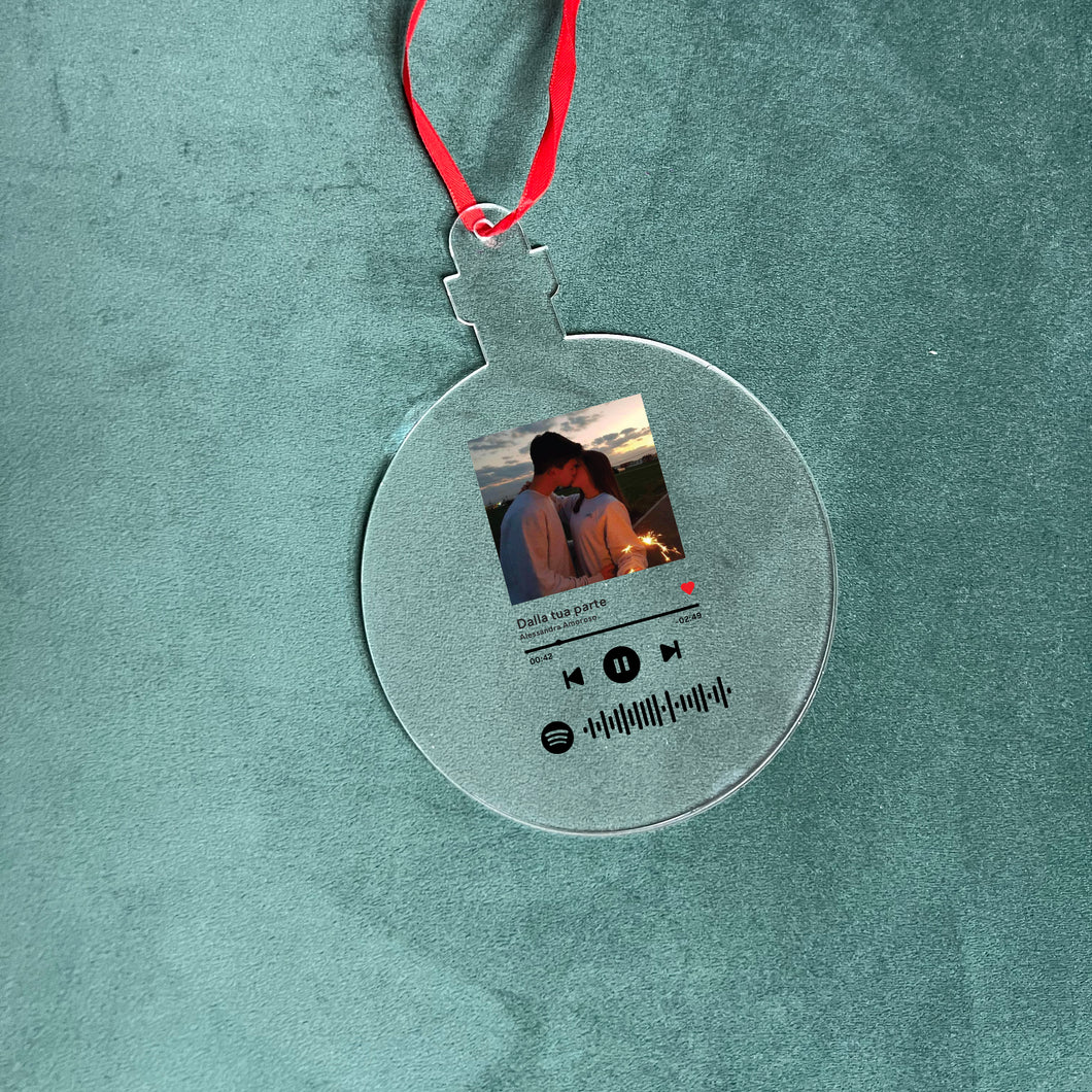 Decoro Palla di Natale con codice Spotify e foto personalizzabile