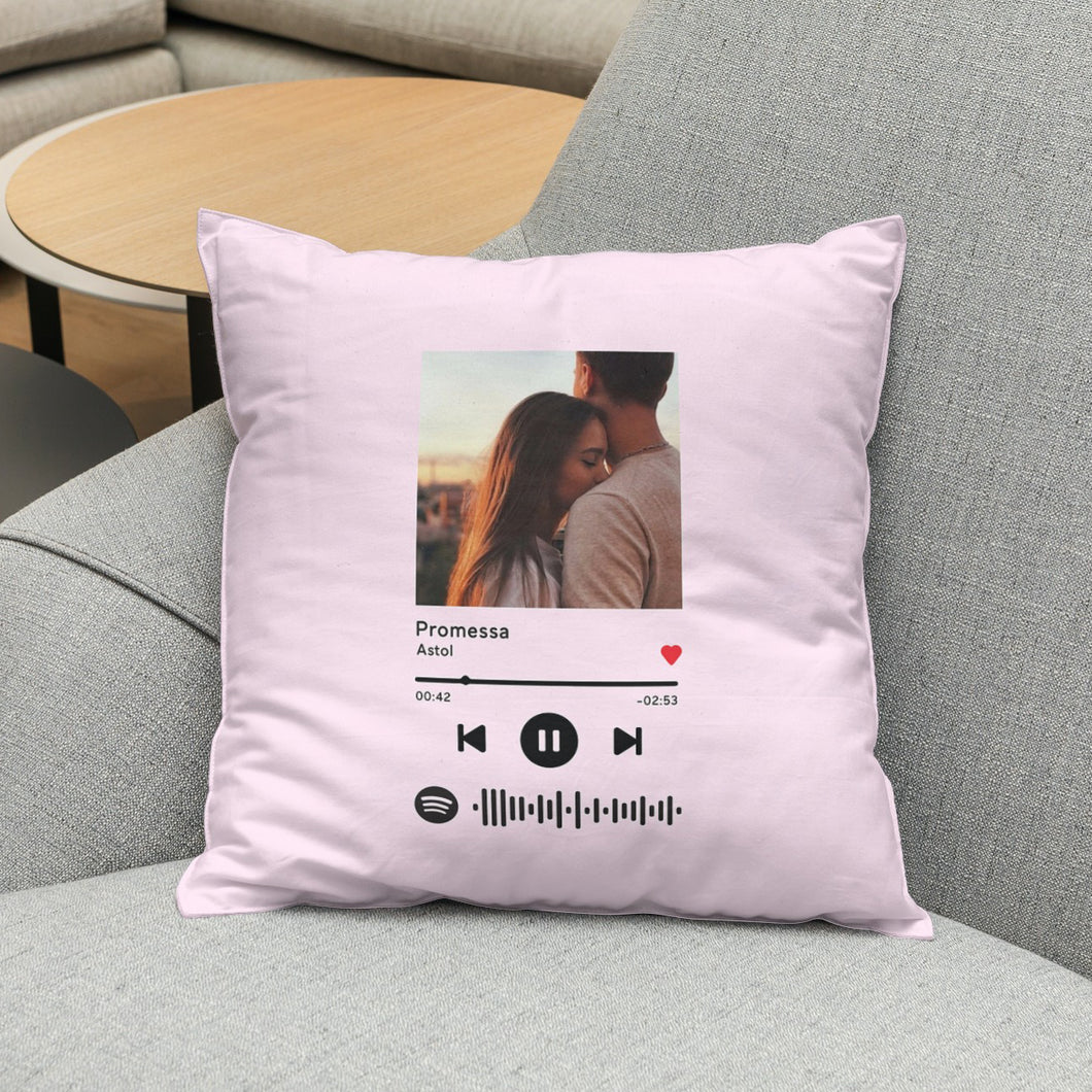 Cuscino rosa con codice spotify e foto personalizzabile 40 cm x 40 cm