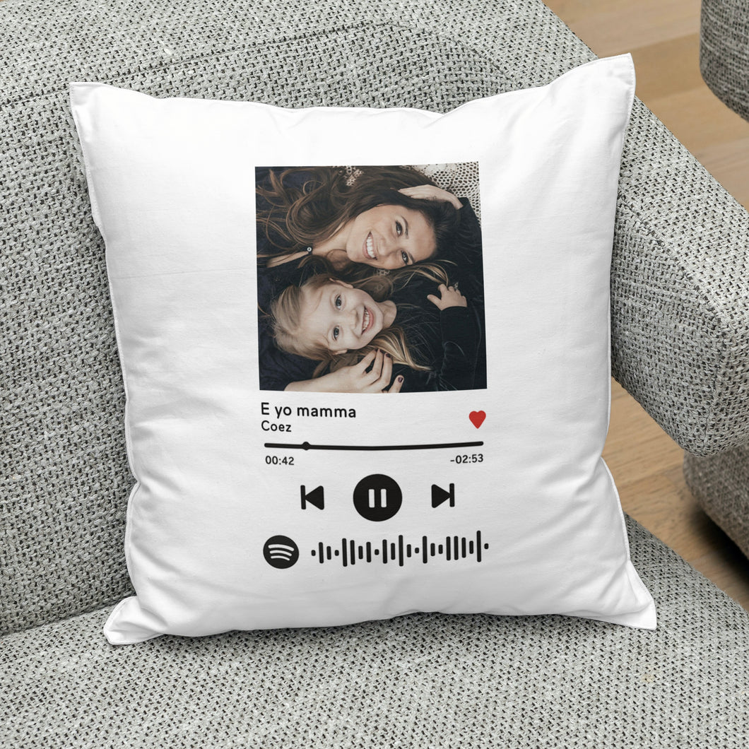 Cuscino con codice spotify e foto personalizzabile 40 cm x 40 cm