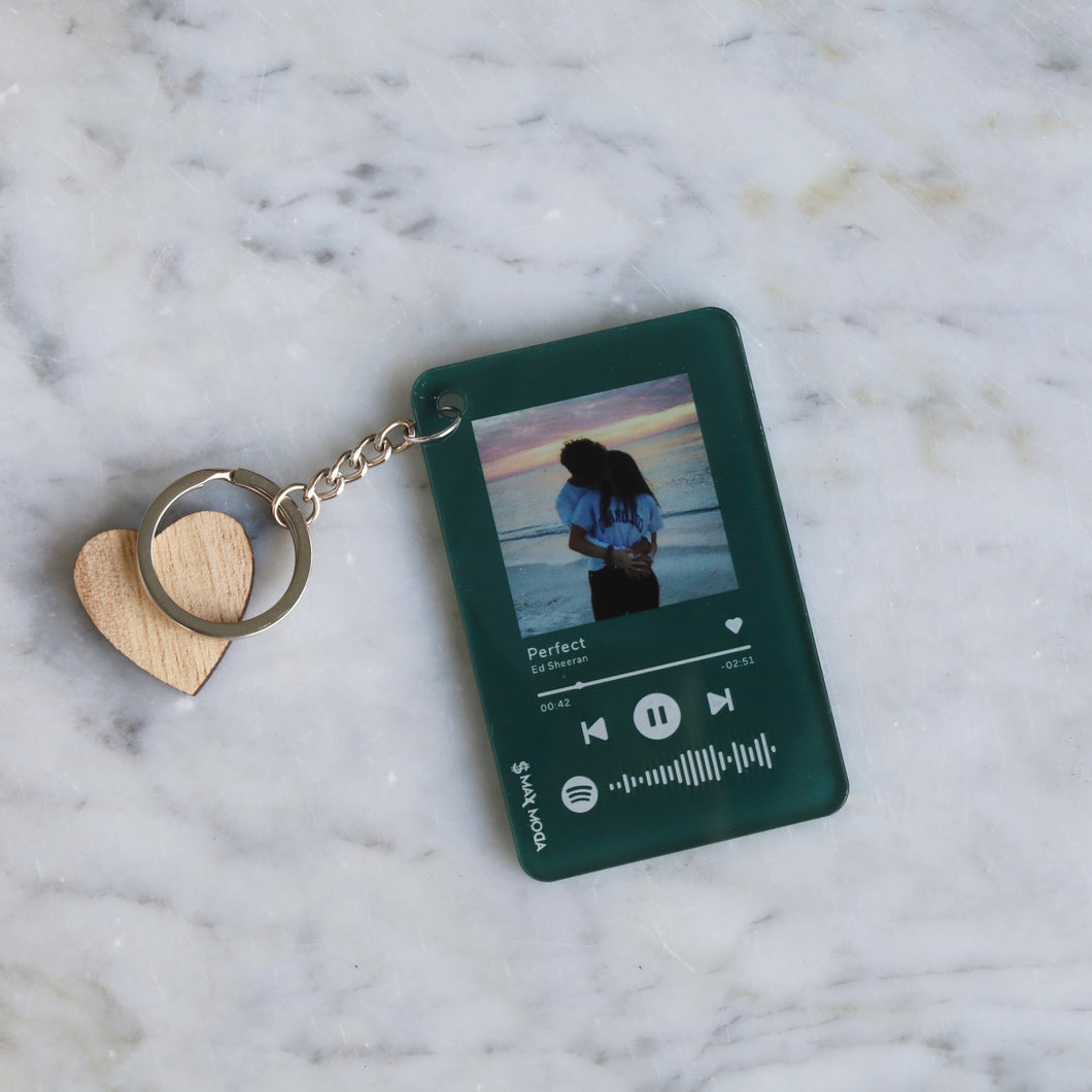 Portachiavi verde con codice Spotify e foto personalizzabile 8,5 x 5,5 cm